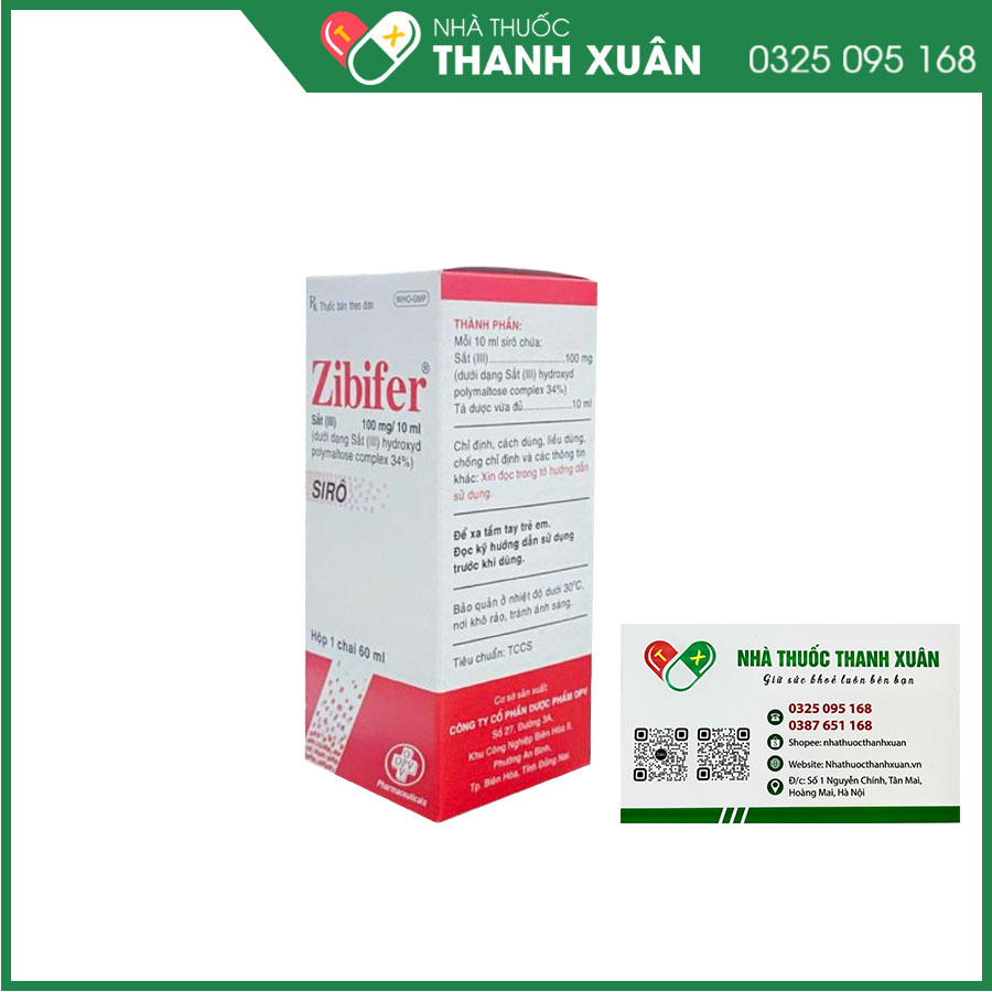 Zibifer thuốc điều trị thiếu máu do thiếu sắt và thiếu sắt không thiếu máu (thiếu sắt tiềm ẩn)